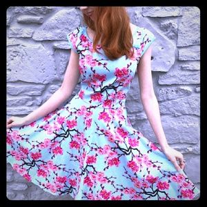 Banned Retro cherry blossom swing dress